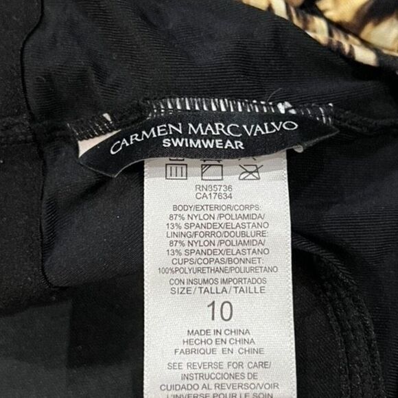 Carmen Marc Valvo Animal Print One Piece Swimsuit Size 10 - Picture 3 of 3